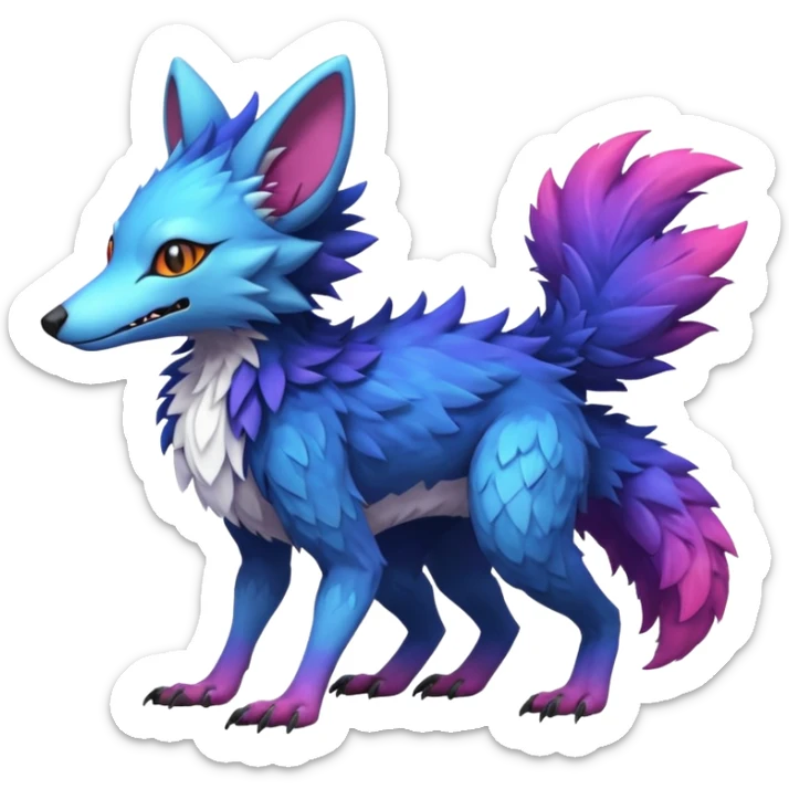 Trico-Sergal-Marsupial-Vernid-fusion-Fakemon-animal-hybrid-creature, full body sticker