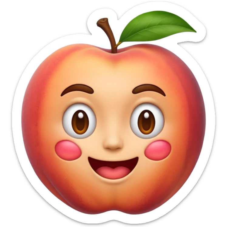 hybrid emoji combining a peach and the shaking face emoji, blending the peach shape and color with trembling, wavy features of the shaking face sticker