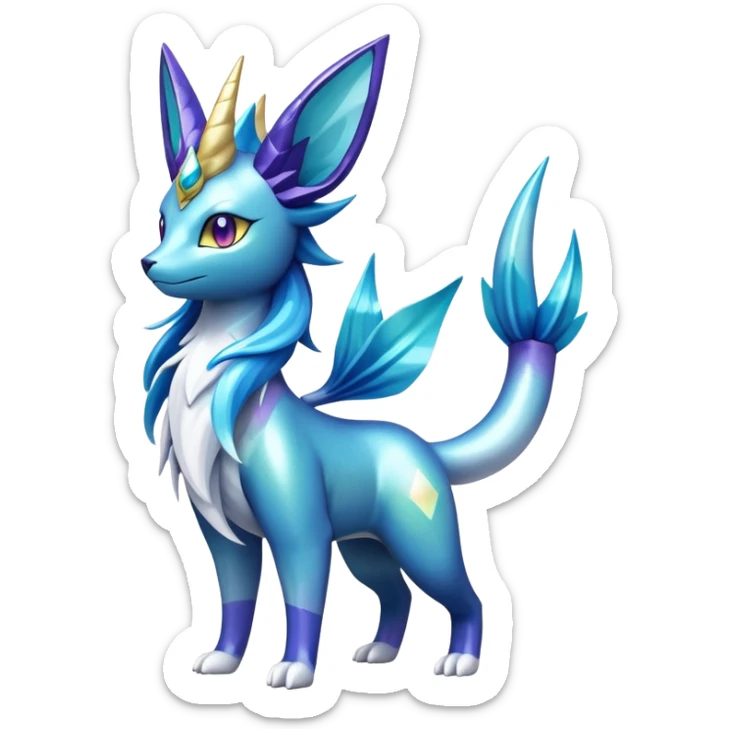 Shiny Colorful Iridescent Cobalion-Suicune-Vaporeon-fakemon (full body) sticker