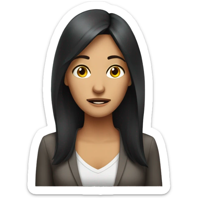 adult Brazilian woman with dark hair having a mental burnout sticker