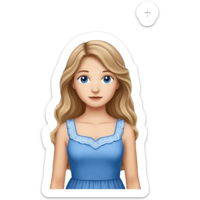 pretty female with long wavy brown hair with blonde highlights and blue eyes standing in front of a historical landmark in Germany  sticker