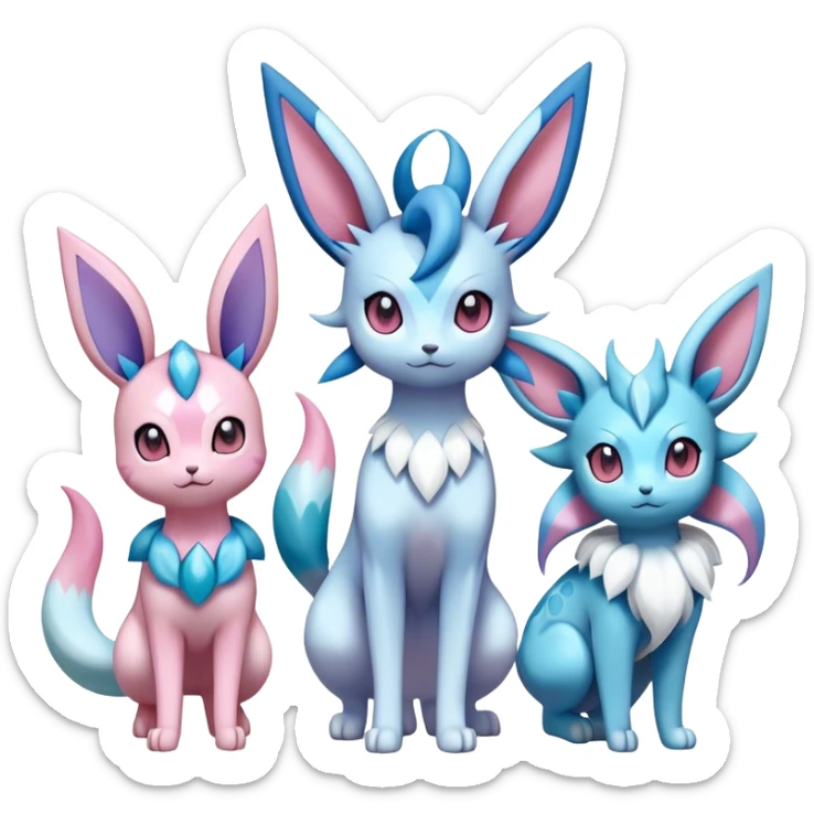 Kawaii Sylveon-Glaceon-Vaporeon-Espeon-Pokemon full body sticker
