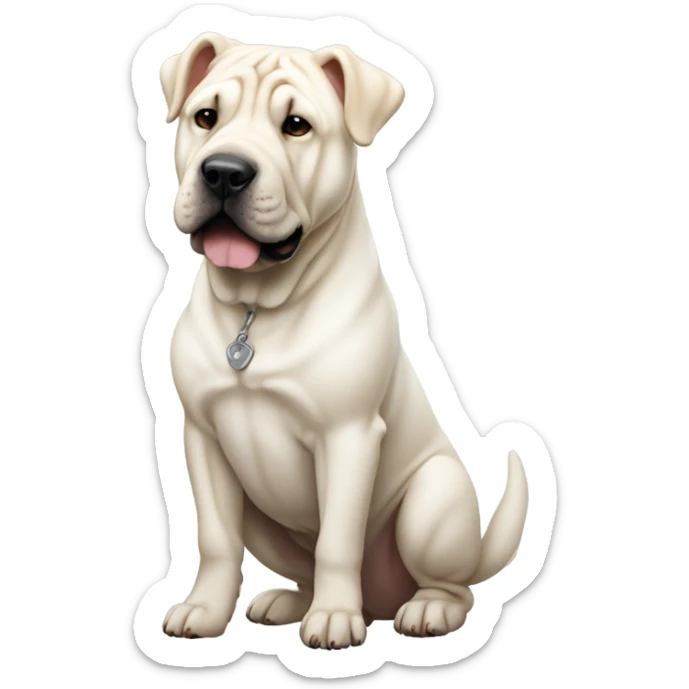 White dog full body sharpei ears and tail girl perfect side profile slim head  sticker