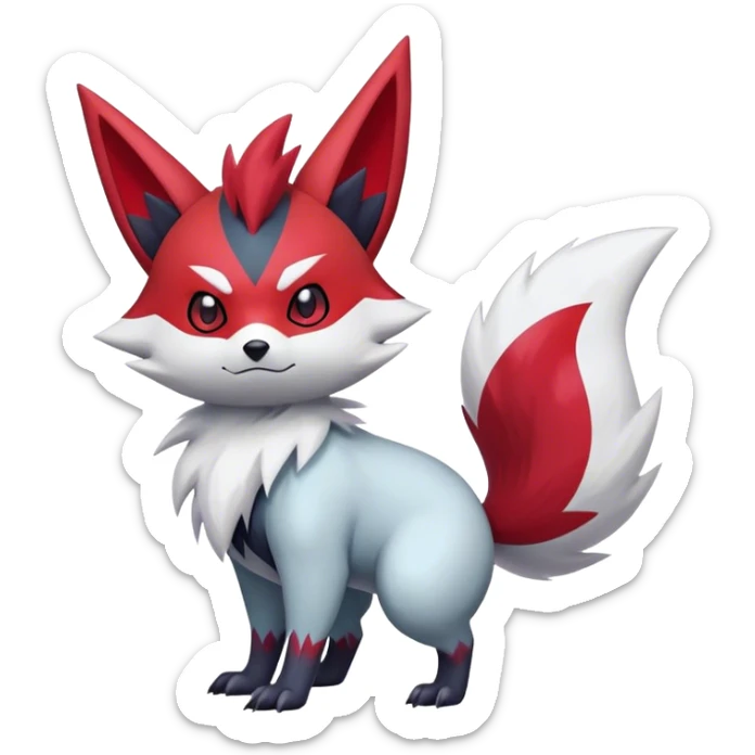 Epic Shiny Cool Cute Kawaii Zangoose-Zorua-Zoroark-Pokemon-fakemon-hybrid-animal Full Body  sticker