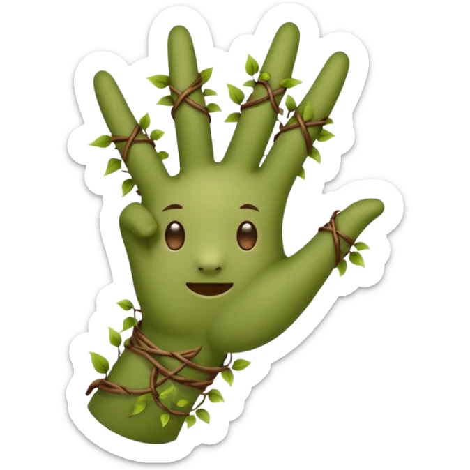 woodland spirit OK hand sign made of vines sticker