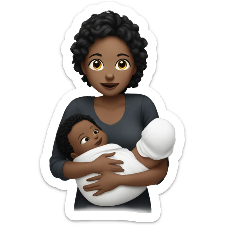 White mom holding baby boy with white skin and black hair and white skin newborn boy baby white skin black hair sticker