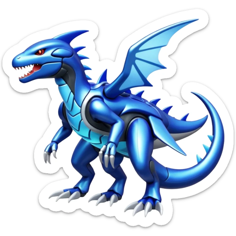 Shiny futuristic Cyber-Garchomp-Kyurem-Kyogre-Latios-Lugia-Fakémon-hybrid-creature (full body)  sticker