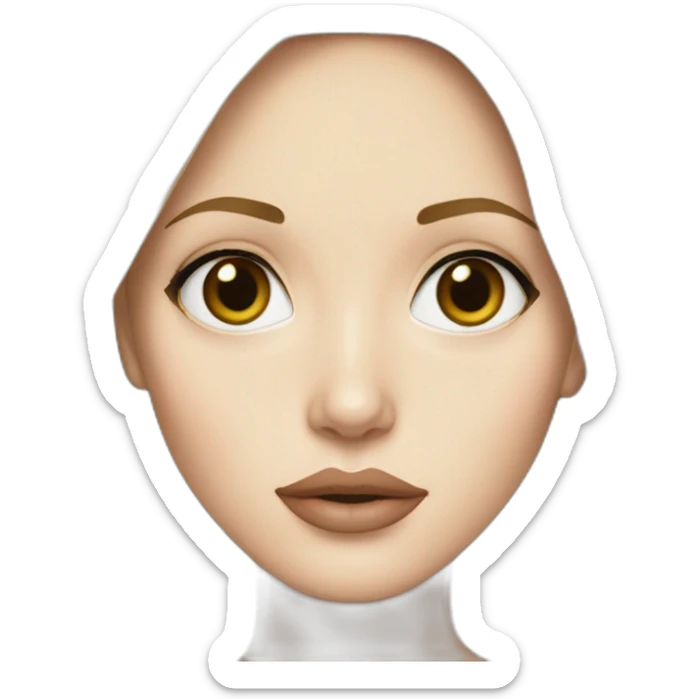 Girl with Angelina jolie shaped face, blonde, with hazel eyes, small nose and medium lips and eyeliner  sticker