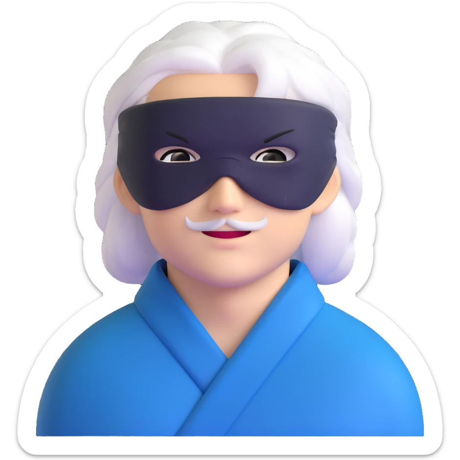 Satoru Gojo from Jujutsu Kaisen with white hair, blindfold, black and blue outfit, confident smirk sticker