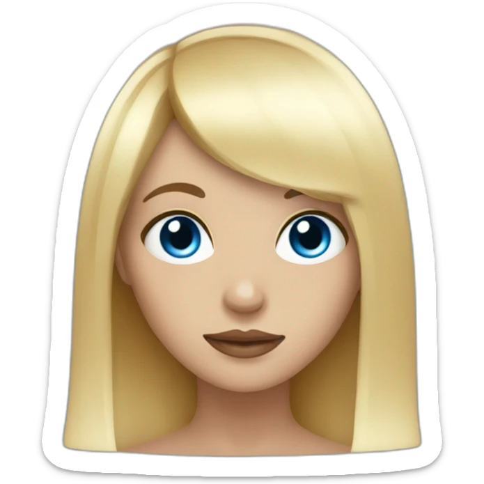 girl with black hair, thick bangs, blue eyes sticker