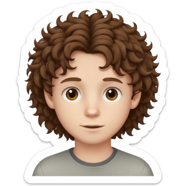 boy,  brown hair, curly hair, brown eyes, pale skin, , hair sticker