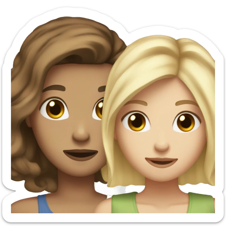 Two bestfriend with short hair one brown hair and one blond hair sticker