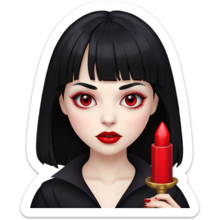 quero a foto de uma vampira com franja de cabelo preto sticker