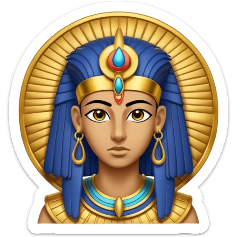 An emoji of the Egyptian god Ra. He has a falcon's head and wears a sun disk on top, with a solemn expression.

 sticker