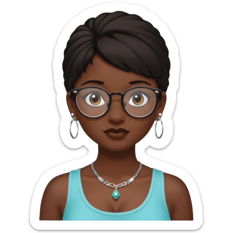 sarah babygirl dark hair and glasses with nose piercing and earrings and crop top sticker