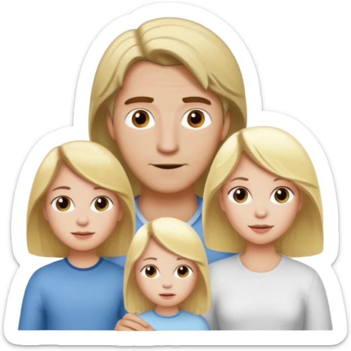 man with brown hair and white skin and woman with blonde hair and white skin couple with 1 kid with blonde hair and white skin sticker