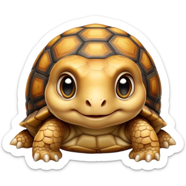 cinematic-baby tortoise-realistic--emoji,,-cute-wise-face-peering-ahead-with-calm-determination,-cute large-eyes-reflecting-centuries of wisdom, sticker