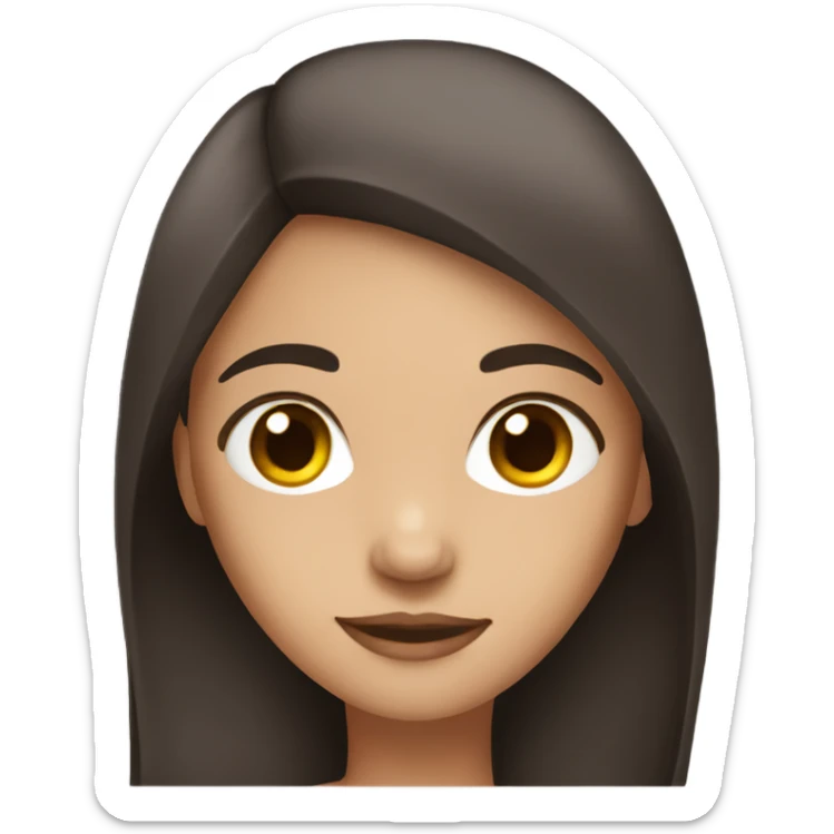 A girl with straight dark brown hair and brown eyes  sticker