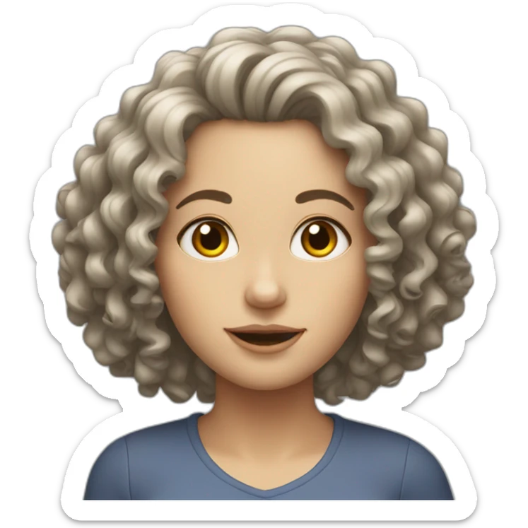 White Women, curly hair, sticker