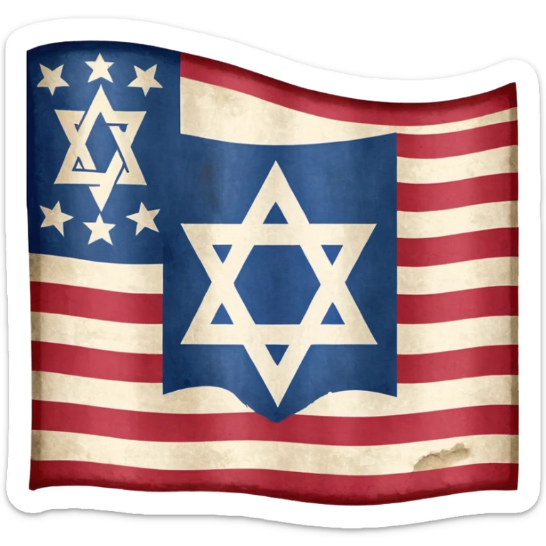 United States flag with a swastika symbol and star of david symbol on the flag sticker
