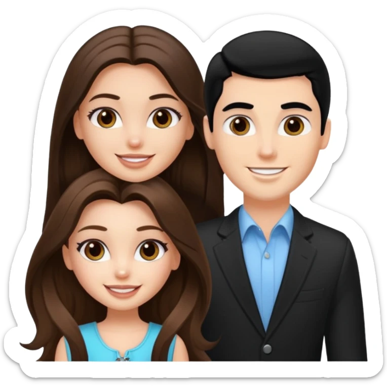 a pretty fair bratz girl with long brown hair and handsome white man with black hair sticker