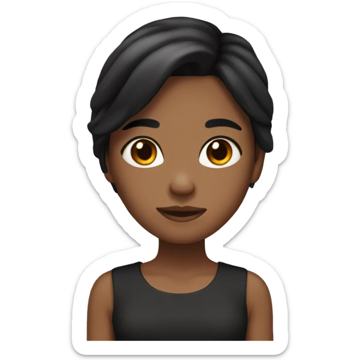 A girl with black shoulder length hair and brown skin sticker
