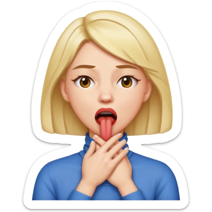 criss cross hands around throat choking self woman emoji tongue out  sticker