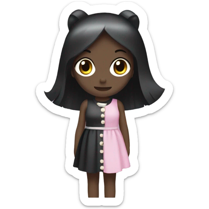 girl with straight hair and kuromi dress sticker