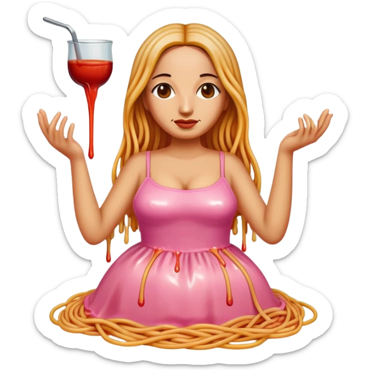  SPAM meat melted pink dripping sauce spaghetti dress monalisa portrait sticker