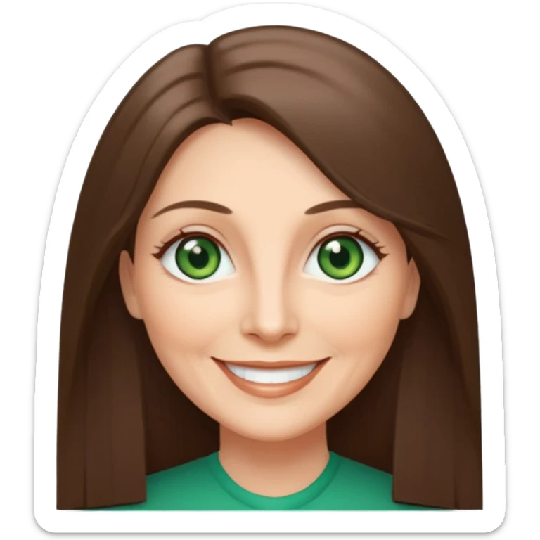 Pretty older woman with green eyes and long straight Ash-brown hair square face  sticker