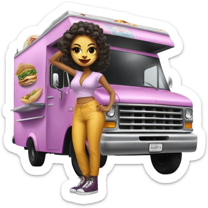 Realistic Catgirl’s lowrider food truck  sticker