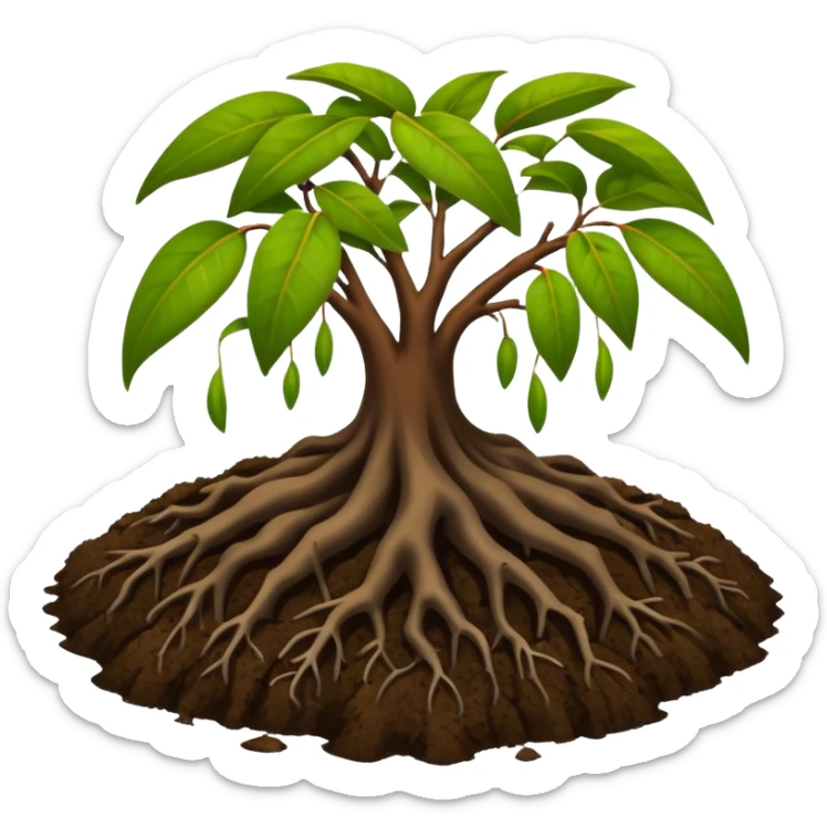 soil organic carbon with mangroves dropping leaves onto soil to rot sticker