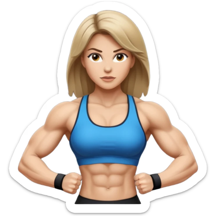 powerful woman fitness dark blonde hair white skin sticker