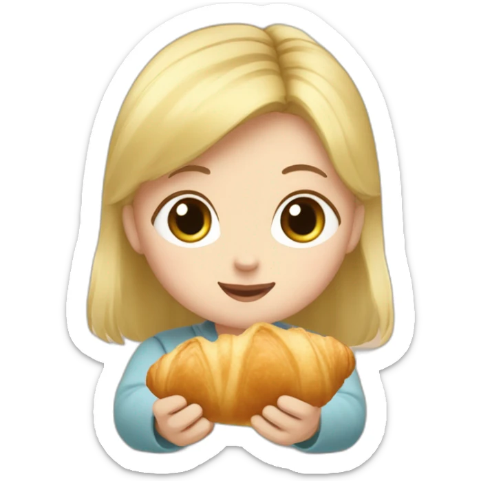 Tête bébé fille blonde qui mange un croissant avec totoro  sticker