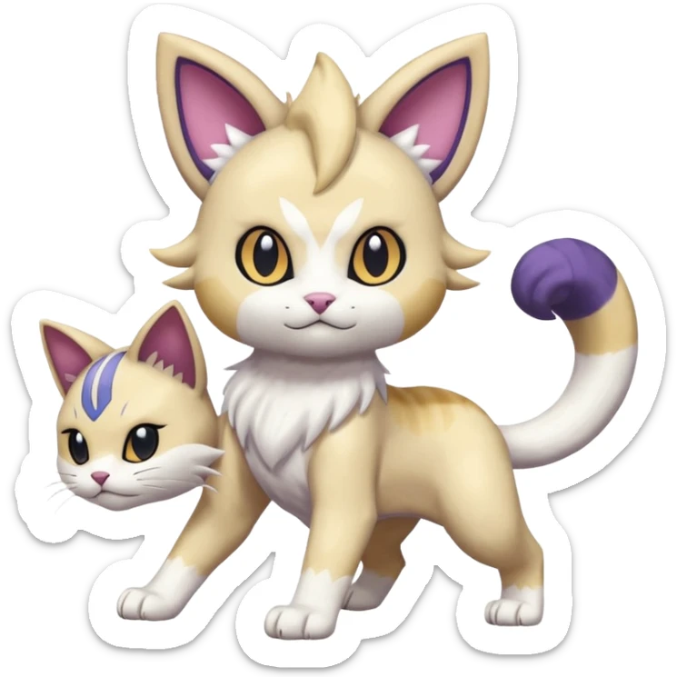 Absol-Delcatty-Purrloin-Meowth-Gatomon-fusion, full body sticker