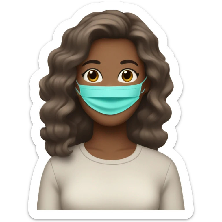 Girl with white skin brown hair in a blowout wearing a teal skincare face mask  sticker