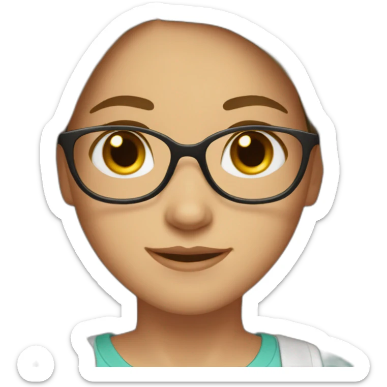 Girl with brown eyes and brown shoulder-length hair with glasses  sticker
