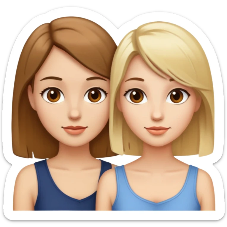 Two women flirting, one with short brown hair and the other with long blonde hair sticker