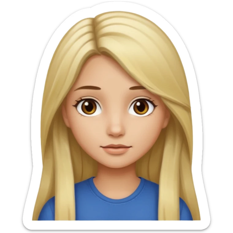 Girl with long hair and blonde highlights and dark brown eyes sticker