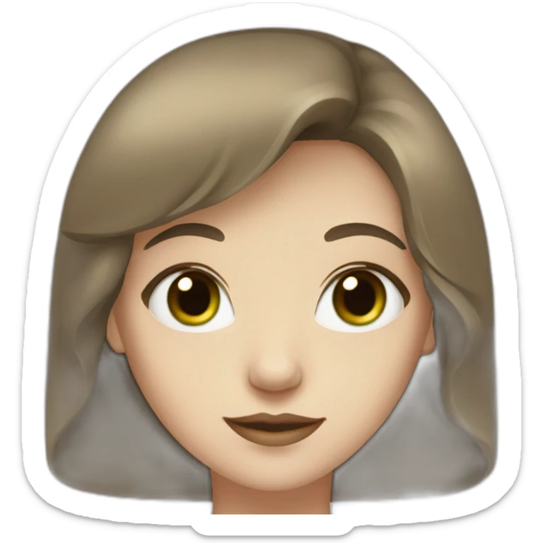 pale woman with brown hair and side bangs, green and brown heterochromia   sticker