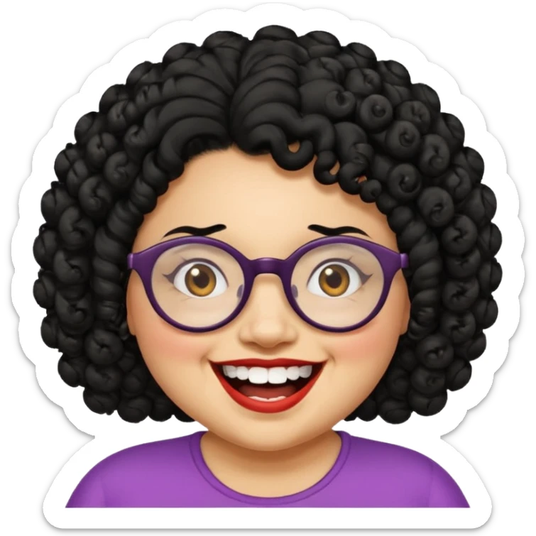 short fat lady with glasses ,crooked teeth and crazy curly black hair sticker