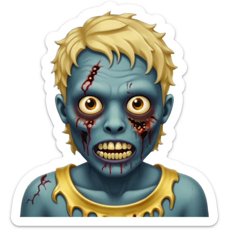 Quero um zumbi com a pele negra,com machucados no rosto (poucos) com dentes de ouro,com cabelos curtos ondulado, igual de iPhone  sticker