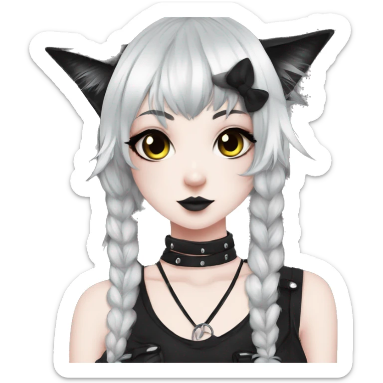 Edgy Kawaii Cute Cool Cartoon Beautiful Elegant Pretty Anime Punk Techwear Gothic Catgirl sticker