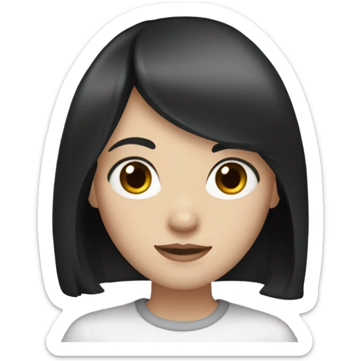a girl with medium length black hair, pale skin and brown eyes sticker
