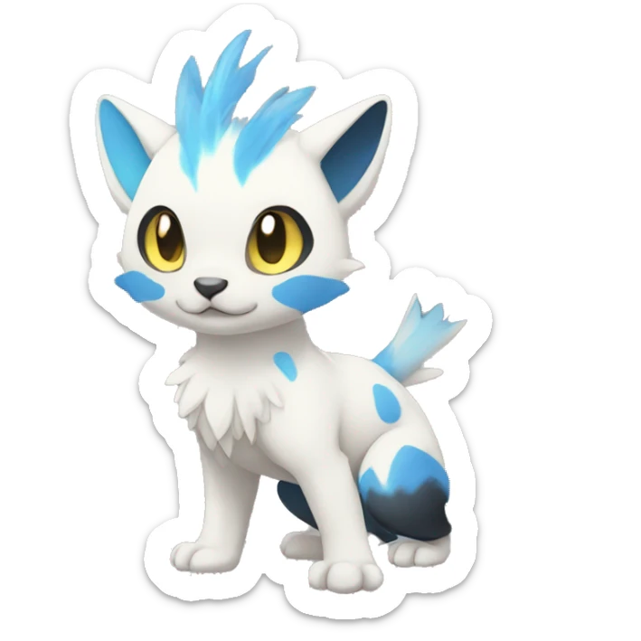 Cute cool white black yellow blue animal hybrid Fakemon full body sticker