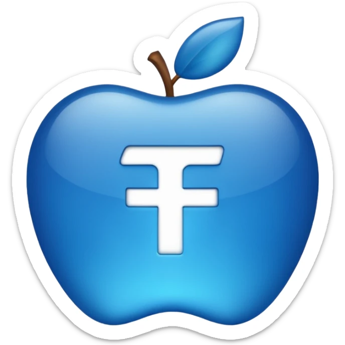 Create a yuan sign emoji in apple emoji style with blue color, no text, just the symbol. sticker