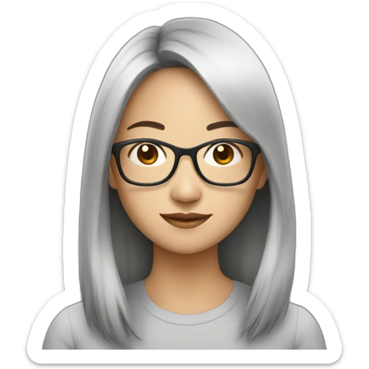 asian woman 32 years old with long hair and glasses sticker