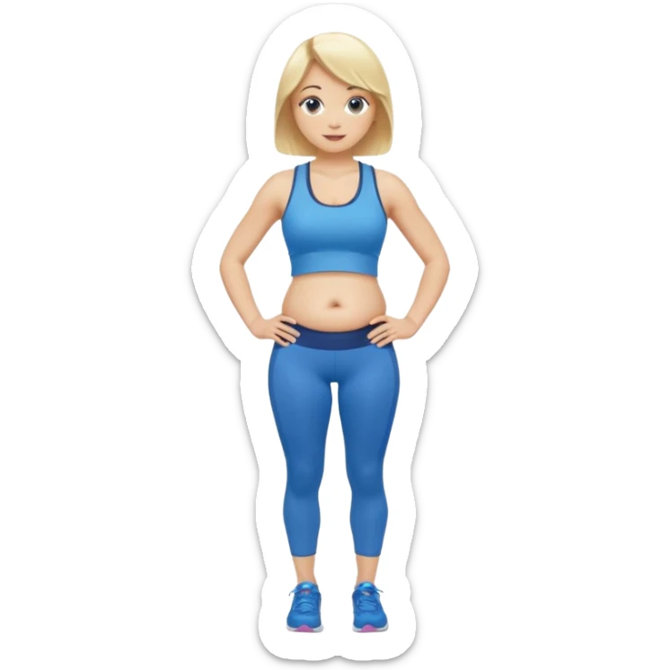 Woman blonde hair tank top blue leggings rounder belly holding a pump  sticker
