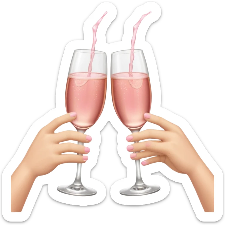 champagne glasses with pink champagne giving cheers with two hands five fingers sticker