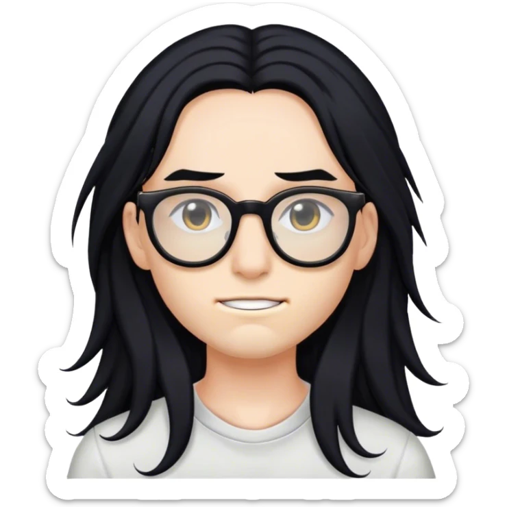 Long black hair, glasses, A LOT of FACIAL piercings sticker